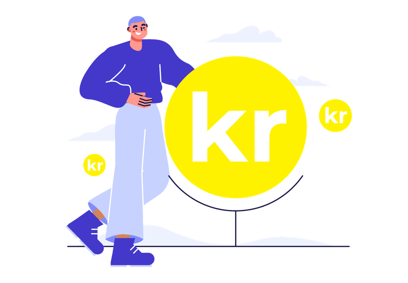 person og kronemønt